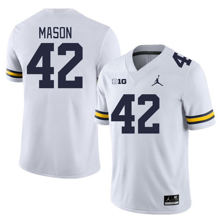Michigan Wolverines #42 Ben Mason College Football Jerseys Stitched Sale-White